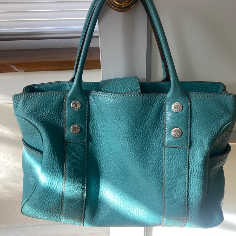 Michael Kors Teal Tote with Silver Details